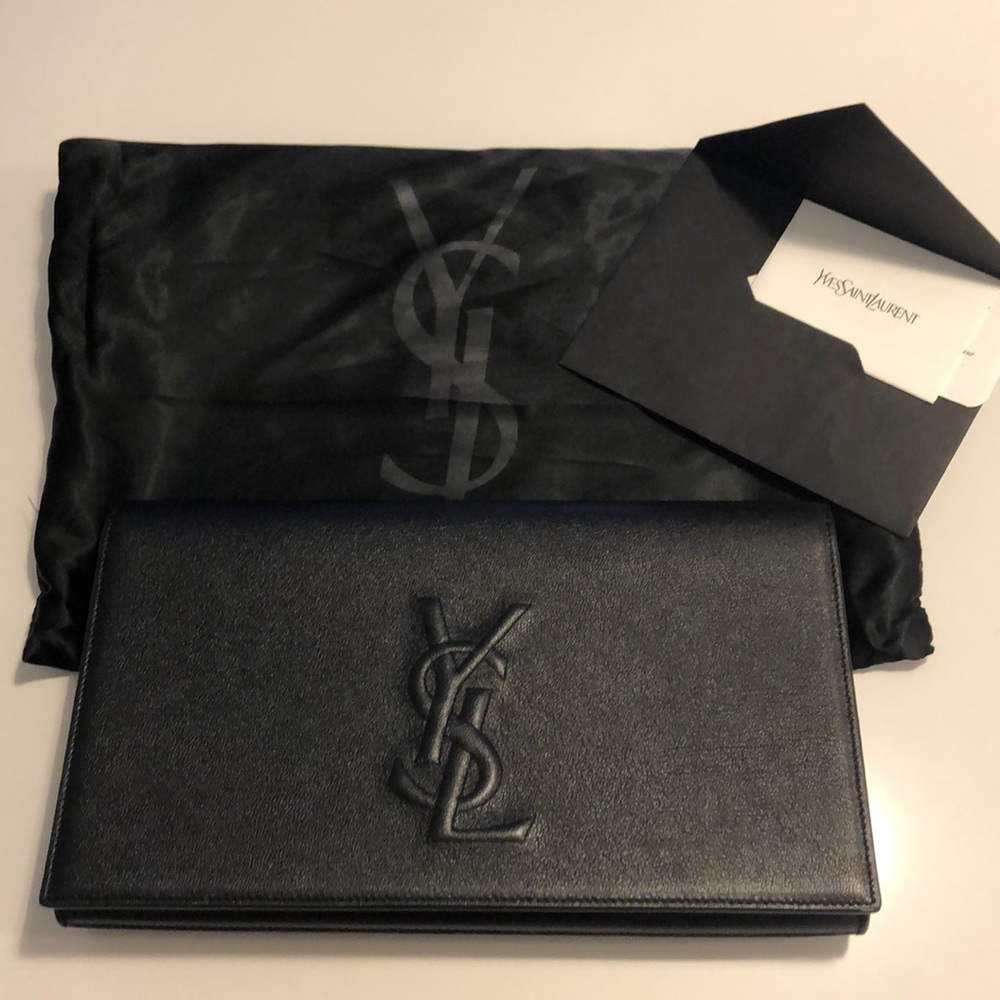 SAINT LAURENT Calfskin Large Belle De Jour Clutch